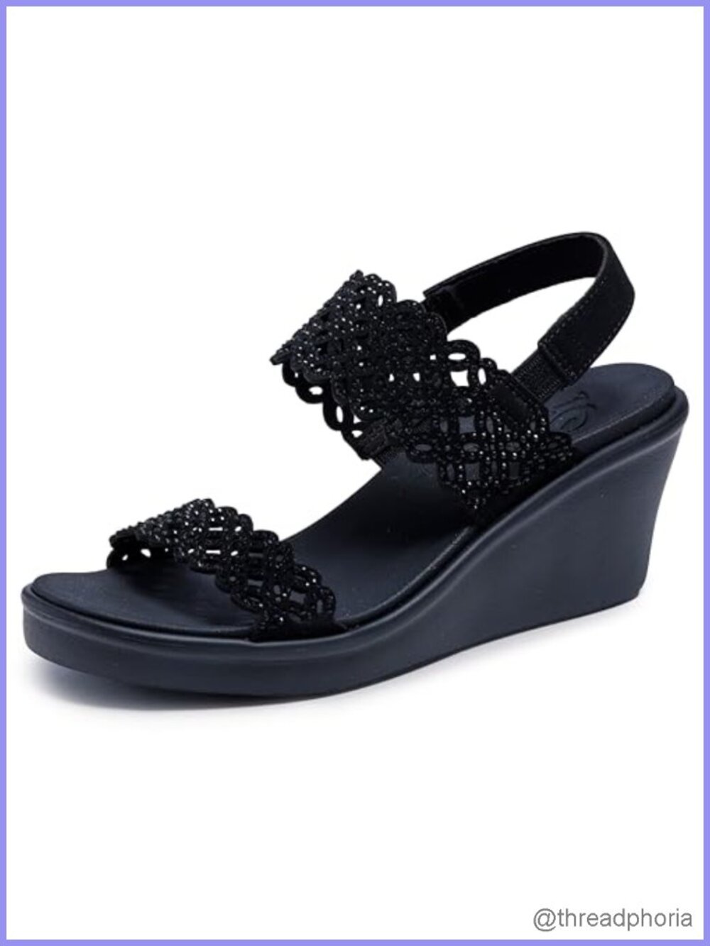 Skechers Rumble On Sassy Dayz Wedge Sandals Rhinestone
